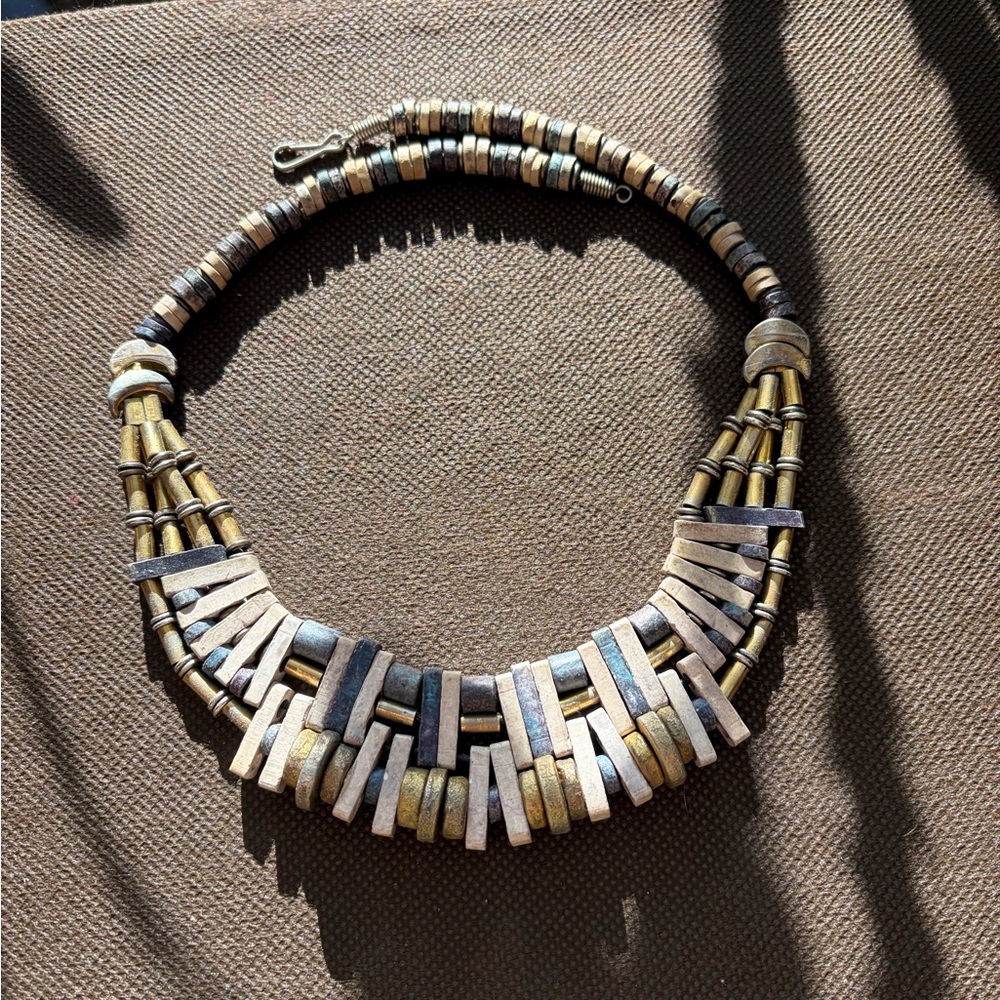 Mixed Metal Beaded Collar Necklace
